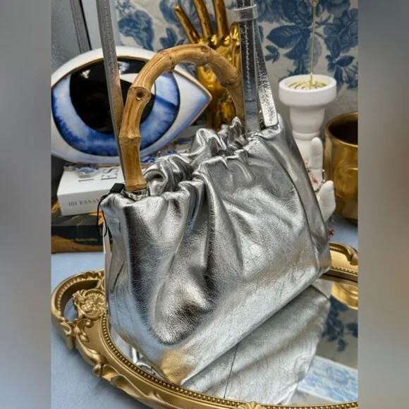 🆕 OROTON 🧿 NWT Gretel Mini Top Handle, Metallic Silver - Picture 6 of 16